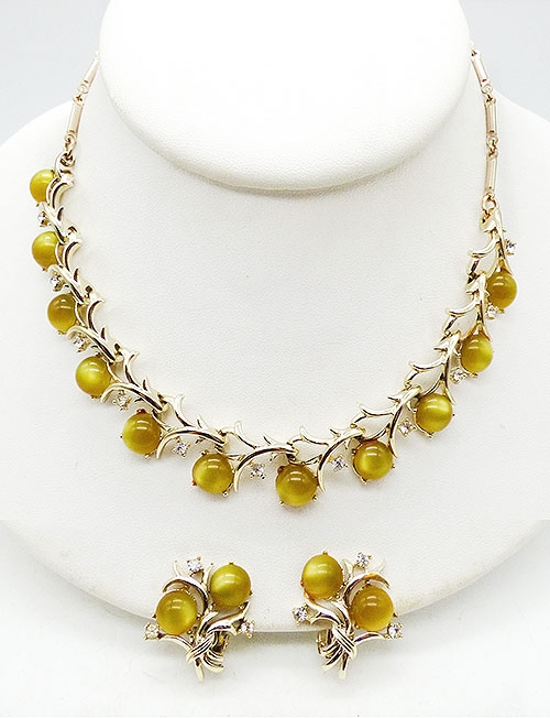 Newly Added Coro Mustard Moonglow Necklace Set