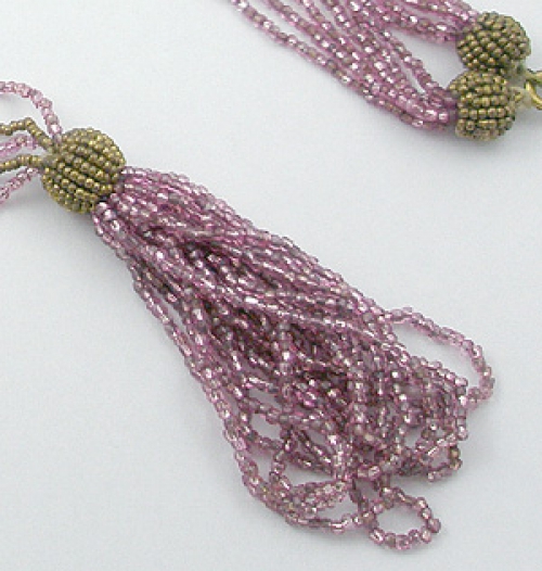 Lavender Glass Bead Flapper Necklace - Garden Party Collection Vintage ...